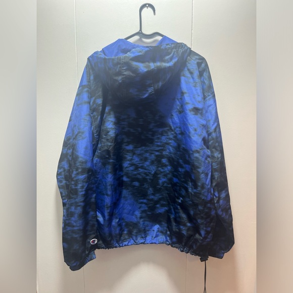 Champion Jacket Windbreaker Half Zip Blue & Black Men’s Size Large L Pocket Logo - Picture 4 of 5